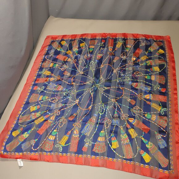 Capezio Accessories Italian Scarf Tassel Rope Print Polyester Multicolor Red - Picture 8 of 9